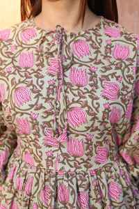 Robe tunique en coton à imprimé floral fait main, tenue décontractée d'été bohème pour femmes - Product Image 2