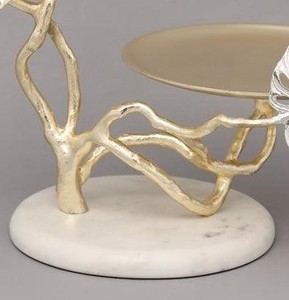 Luxury Gold Monstera Leaf Cake Stand With Marble Base 2 Tier Metal Cake Stand For Wedding Party <b>Buffet</b> <b>Table</b> Centerpiece - Product Image 5