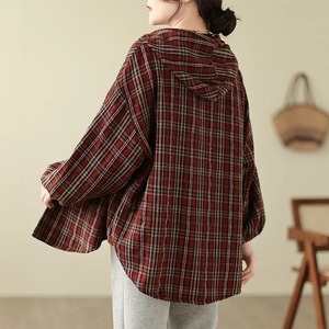 Chaqueta a cuadros de franela con forro de lana de Invierno para mujer con botón, Chaqueta de manga larga con capucha, suéter para mujer, abrigo, Chaqueta estilo motocicleta - Product Image 4