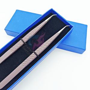 Pince à épiler durable en acier inoxydable de couleur brune de marque privée pince à épiler à 45 degrés à longue isolation SS pour boîte d'emballage d'isolement - Product Image 4