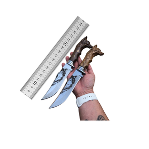 Étuis en cuir personnalisés en gros pour couteaux de chasse et de camping, imperméables, durables, lame en acier à haute teneur en carbone, manche en bois, bricolage - Product Image 5