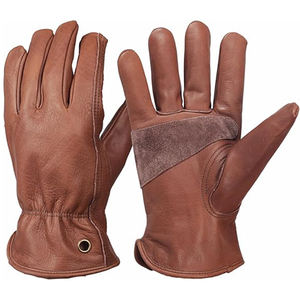 OEM Custom Genuine Cowhide Leather Camping <b>Gloves</b> Heat Resistant Fireproof <b>Gloves</b> - Product Image 1