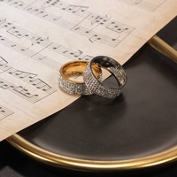 Bijoux de mode européens et américains, bague éternelle en cristal CZ, plaquée or 18 carats, en acier inoxydable, pour femmes, vente en gros