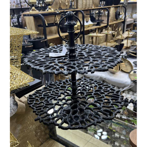 Présentoir à gâteau en aluminium plaqué or avec branches de fleurs, tout nouveau design, pour table de mariage et de fête - Product Image 4