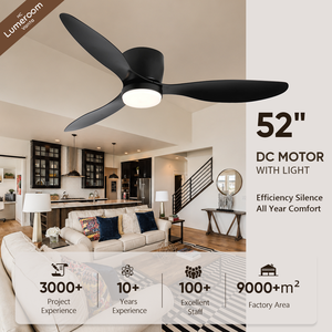 52 Inch Smart Ceiling <b>Fan</b> with Light and Remote, Flush Mount Low Profile WiFi Alexa APP <b>Control</b> DC Motor <b>Fan</b> - Product Image 1