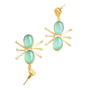 Boucles d'oreilles pendantes en laiton naturel, pierre semi-précieuse naturelle de qualité supérieure, finition en laiton antique, sans nickel, durables, qualité d'exportation en vrac - Product Image 2