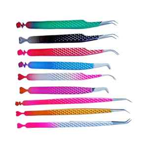 Pinzas para Pestañas de Acero Inoxidable Rosa, Punta de Fibra Serrada Antiestática, Extensiones de Pestañas de Volumen, Caja Personalizada con Etiqueta Privada - Product Image 4