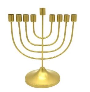Menorah 7-Branch Brass Candle-Holders round Table <b>Top</b> Candelabra for Home Decoration Jewish Religions Hanukkah Tradition - Product Image 6