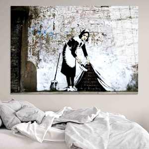 Lienzo Impreso con Graffiti de Banksy, Mujer: Arte Moderno para Pared, Lienzo Enrollado - Product Image 1