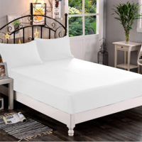 Draps de lit en coton, drap-housse avec bandes d'angle élastiques, double uni personnalisé, lin blanc brodé personnalisé