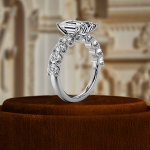 Bague de fiançailles en diamant de laboratoire 1 carat, bague de mariage pavée taille émeraude, certifiée IGI, or blanc 14 carats, meilleur cadeau pour elle pour un jour spécial - Product Image 6