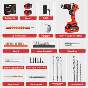 Trapano a Percussione Pointekx 21V Brushless con Mandrino da 13mm, Batteria 3.0Ah, Rosso e Nero, Utensile Elettrico Professionale per Uso Domestico - Product Image 3