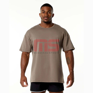 2025 New Arrival High Street Style 100% Cotton Crewneck Loose Fit <b>T</b>-<b>Shirt</b> For <b>Men</b> Breathable Short Sleeve Gym Top - Product Image 1