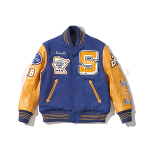 Customized Top Class Royal 100%Cotton Body & Bright <b>White</b> Sleeves Blank Letterman Baseball <b>Jackets</b> For <b>Men</b> And Women summer park - Product Image 1