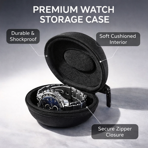 Boîte de rangement portable en plastique anti-rayures pour montres avec fermeture éclair - Organisateur compact pour montres résistant aux chocs pour les voyages - Product Image 2
