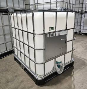 Réservoir de stockage de liquides IBC de 1000 L, conteneur intermédiaire en HDPE avec valve de fond, cage en acier et palette - Product Image 5