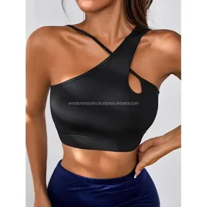 High Impact One Shoulder Strap Sports Bra Yoga Top Women Gym Clothing Custom logo Fitness Yoga Bra