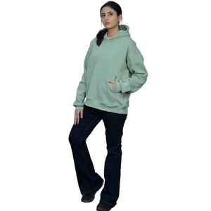 Sweat à capuche surdimensionné pour femme en vert menthe, haut confortable et doux à manches longues pour tenue décontractée ou superposition - Product Image 6