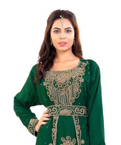 Robe marocaine islamique caftan plage fantaisie moderne étage longueur manches longues pour les femmes - Product Image 5