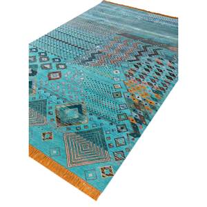 Alfombra Manchaha Azul de Lana y Seda de Bambú Anudada a Mano, Diseño Geométrico Clásico de Gran Tamaño para el Hogar, Sala de Estar, Pasillo - Les-8161 - Product Image 2