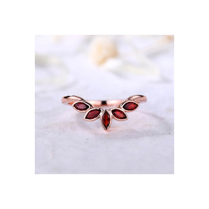 2025 nouvelle conception 14Kt jaune blanc or Rose grenat naturel bague en pierres précieuses bague de fiançailles de mariage incurvée - Product Image 1