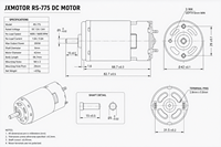Moteur CC JXMOTOR RS-775 36V 20000 tr/min à couple élevé, avec arbre de 5 mm à section en D, moteur à balais pour broche de fraisage de précision à haute vitesse