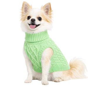 Pull en tricot torsadé pour chien, vert menthe, chaud pour l'hiver, vêtement doux et confortable pour animaux de compagnie, idéal pour le froid - Product Image 1