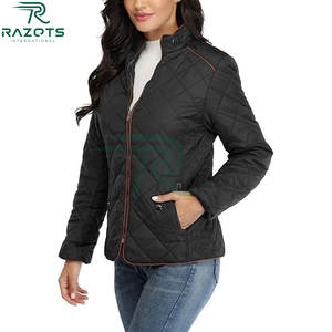 แจ็คเก็ตบุนวมระบายอากาศน้ำหนักเบาสำหรับผู้หญิงเสื้อโค้ทฤดูใบไม้ร่วงคอเสื้อแบบมีซิปมีกระเป๋าจิงโจ้และกระเป๋า2กระเป๋า - Product Image 2