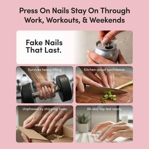 Faux ongles à presser courts en amande brillants, 30 pièces, <span class=keywords><strong>kit</strong></span> complet, prêts pour les vacances, bleus, 15 tailles, réutilisables, vente en gros - Product Image 3