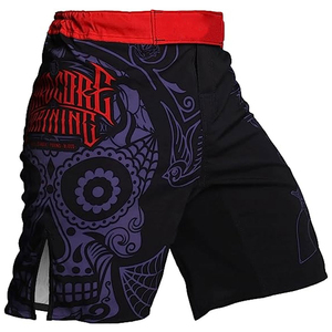Shorts de combat de haute qualité pour hommes, boxe, couleur noir violet, kickboxing, arts martiaux, combat MMA, UFC, boxeur, lutte - Product Image 1