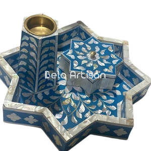Incrustaciones de madera Bakhoor Burner Gift Set Floral Star Tray Edition - Product Image 5