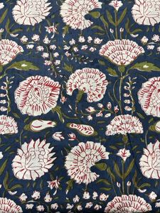 Artisan <b>Blue</b> & White Floral Hand Block Print Fabric 100% Cotton Fabric Boho <b>Curtain</b> Fabric Handmade Indian Textile Materials - Product Image 2