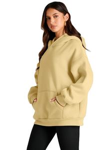 Sudadera con Capucha de Forro Polar Beige Estampada Personalizada para Mujer, Sudadera Cálida de Manga Larga, Suave y Acogedora, con Bolsillo Tipo Canguro, para Uso Diario Informal - Product Image 3