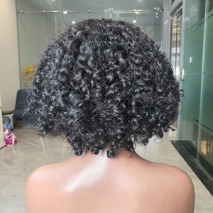 Venta caliente Virgen No Remy Hair Bob Peluca para máquina rizada Extensiones de cabello permanente de doble trama Sin enredos Sin desprendimiento Venta al por mayor - Product Image 2