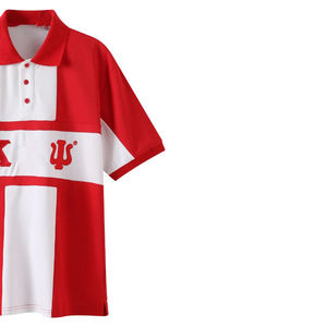 เสื้อเชิ้ตอัลฟ่าพีซแบบลำลองสำหรับผู้ชาย ผ้าคอตตอนผสมเนื้อผ้าถัก ระบายอากาศได้ดี แขนสั้น สีพื้น เสื้อผ้าสำหรับสมาคมพี่น้องแบบกรีก - Product Image 4