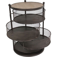Panier à fruits en fil de fer avec revêtement en poudre noire, grande taille, forme ronde, 3 niveaux, pour table de cuisine