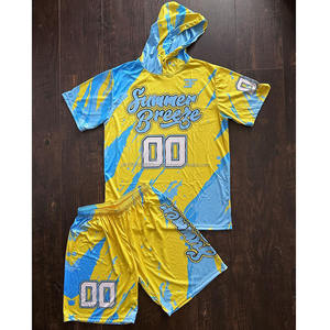 Uniformes de talla grande 7 en 7 transpirables de alta calidad, conjunto de Sudadera con capucha sublimada, logotipo impreso de tela de poliéster 100% - Product Image 1