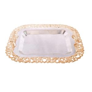Top Trending Hecho a mano Decorativo Comida rápida Servir Bandeja de metal de latón Borde en relieve Bandeja decorativa para servir - Product Image 2