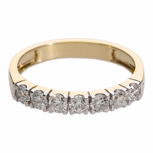 Anillo de Media Eternidad con Diamantes Naturales de 0.77 Quilates, Chapado en Oro de 14K y Rodio, Siete Diamantes Brillantes con Corte Brillante en Canal - Product Image 2