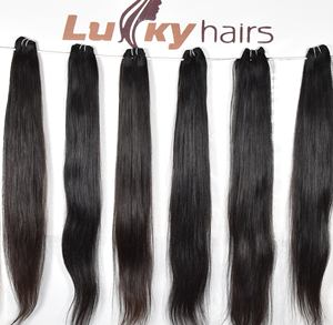 Paquets de cheveux humains vierges bruts non transformés cuticule alignée 100% Temple indien soyeux vague droite couleur naturelle extensions noires - Product Image 1