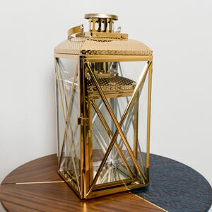 High Quality Gold Plated SS/Glass Metal <b>Candle</b> Lanterns & Jars Luxury Handmade Home <b>Garden</b> Ramadan Christmas Decor Pillar <b>Holder</b> - Product Image 4