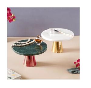 แท่นวางเค้กหินอ่อนพร้อมฐานทองเหลืองสีต่างๆสำหรับวันเกิดและงานแต่งงาน - Product Image 1