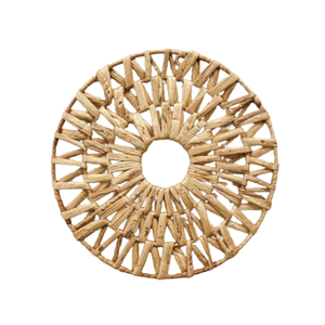 ที่รองจานผักตบชวาถักด้วยมือ2023สวยงามเป็นมิตรกับสิ่งแวดล้อมตกแต่งสไตล์โบฮีเมียนโต๊ะรับประทานอาหารงานแต่งงานไม่เหมือนใคร - Product Image 1