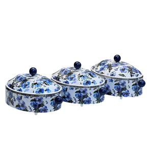 Juego de calentador de comida Floral de olla caliente de diseño elegante, 3 uds., platos para servir buffet recubiertos de esmalte para el hogar y el banquete, el mejor precio - Product Image 2