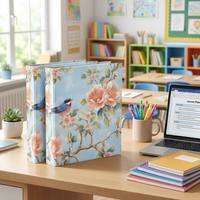 Carpeta Planificadora Plegable para Profesor, Material PET, para Aula y Oficina en Casa, con Diseño Floral Impreso en UV 4K Personalizado