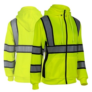 Durable Eco Friendly High Visibility Zip Reflective Tape New Fully Customized Safety <b>Work</b> Wear Stand Reversible <b>Fleece</b> Black - Product Image 4
