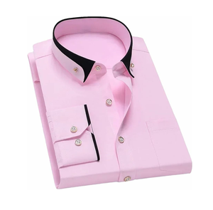 Fabrication OEM sur mesure Design 2024 Chemise rose pour homme Tissu respirant Chemises habillées sur mesure - Product Image 1