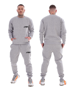 2025 vente en gros Logo personnalisé hommes 2 pièces Jogging survêtement ensemble col rond survêtement pantalon plaine survêtement pour l'automne - Product Image 2