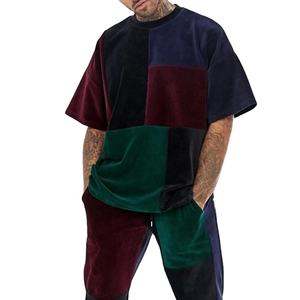 Conjunto de Camiseta y Pantalones Cortos de Terciopelo de Algodón Transpirable Color Morado, Camiseta de Cuello Redondo de Manga Corta con Pantalones Cortos a Juego, Conjunto Deportivo para Hombre - Product Image 3