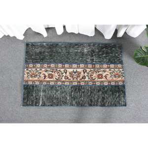 Alfombra de lana turca vintage, diseño clásico de retazos verde y beige, Alfombra de sala de estar de área grande de 21x33 pies con respaldo de látex - Product Image 2